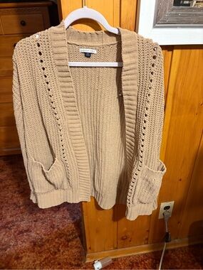 American Eagle Outfitters Beige Open-Front Knit Cardigan